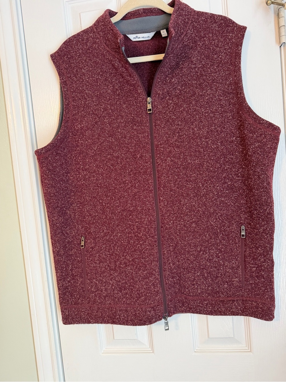 Peter Millar Marled Wine Zip-Up Sweater Vest